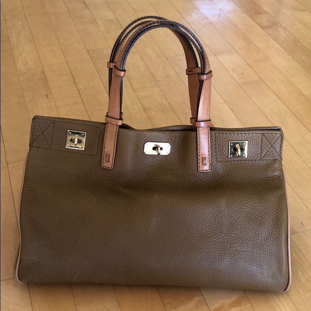VBH beige leather satchel bag! Authentic!
